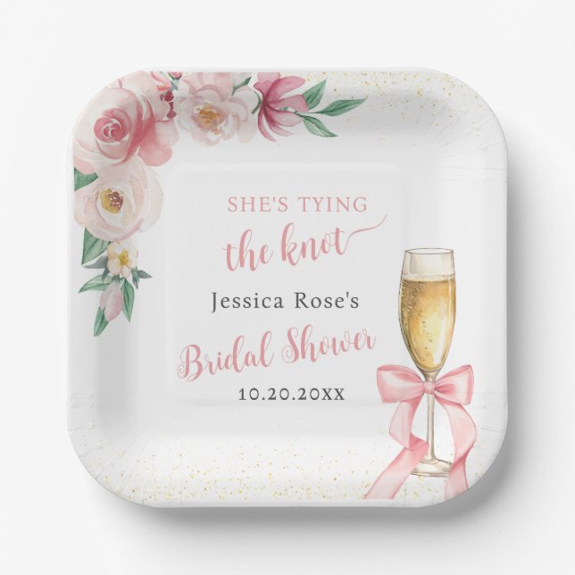SHE'S TYING THE KNOT BRIDAL SHOWER PAPER PLATES (Front)