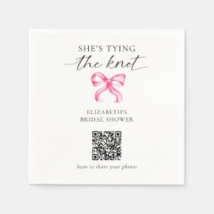 She's Tying the Knot Bridal Shower QR Photo Share Napkins