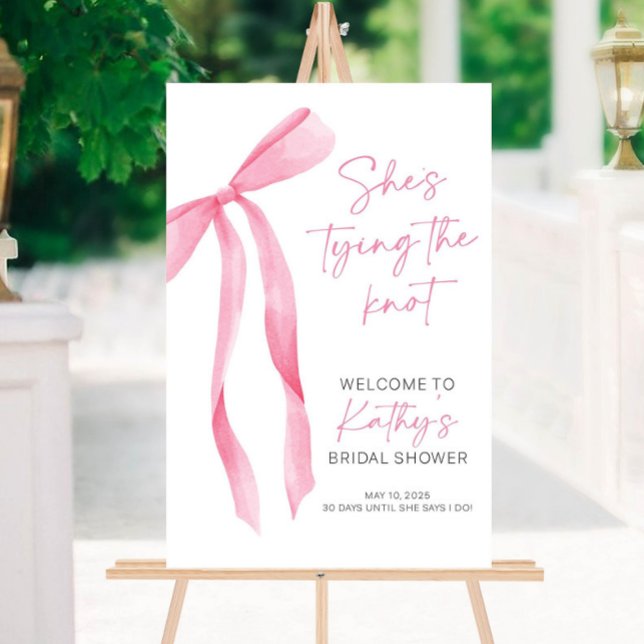 She's Tying the Knot Bridal Shower Sign, Pink Bow  Foam Board (Creator Uploaded)