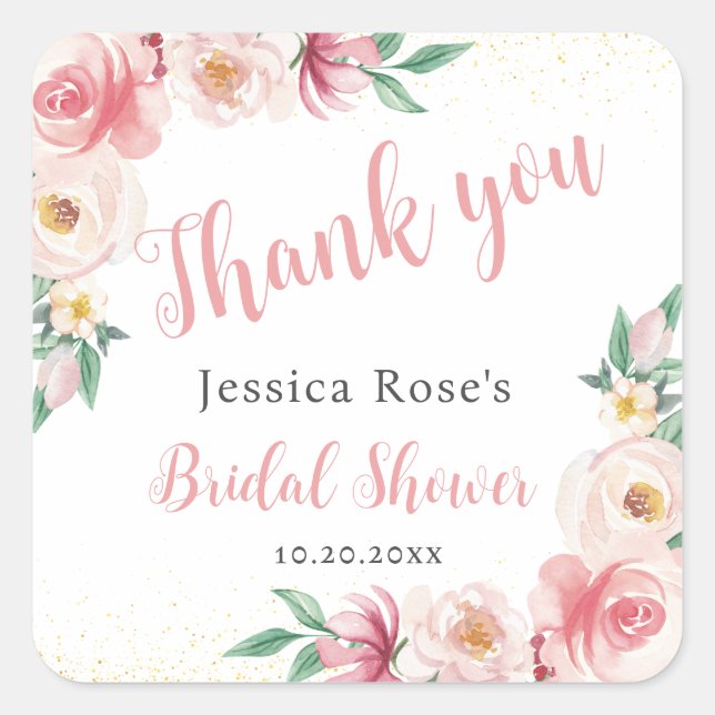 SHE'S TYING THE KNOT BRIDAL SHOWER SQUARE STICKER (Front)