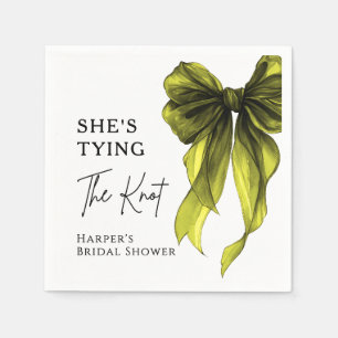 She's Tying The Knot Chartreuse Bow Bridal Shower Napkins