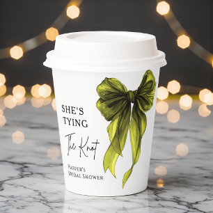 She's Tying The Knot Chartreuse Bow Bridal Shower Paper Cups