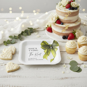 She's Tying The Knot Chartreuse Bow Bridal Shower Paper Plates