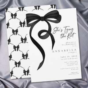Shes Tying the Knot Chic Black Bow Bridal Shower Invitation