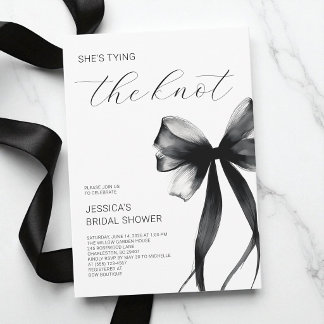 She's Tying the Knot Chic Black Bow Bridal Shower Invitation