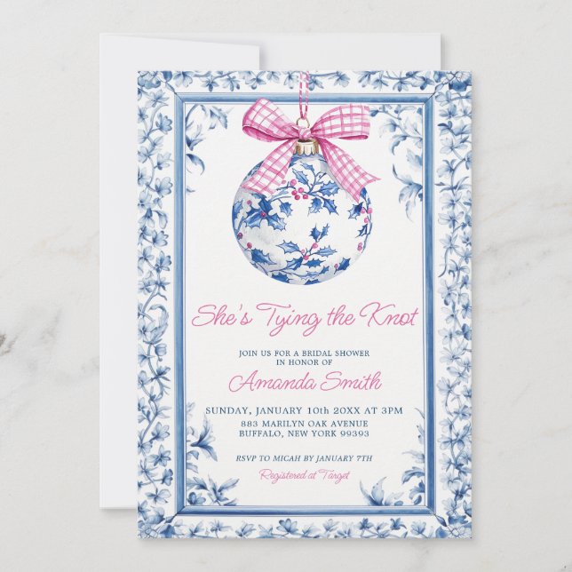 She's Tying The Knot Chinoiserie Bridal Shower Invitation (Front)