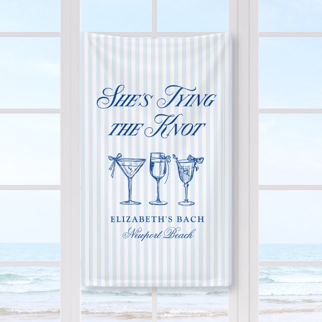 She's Tying The Knot Coastal Elegant Hand Drawn Banner (Creator Uploaded)