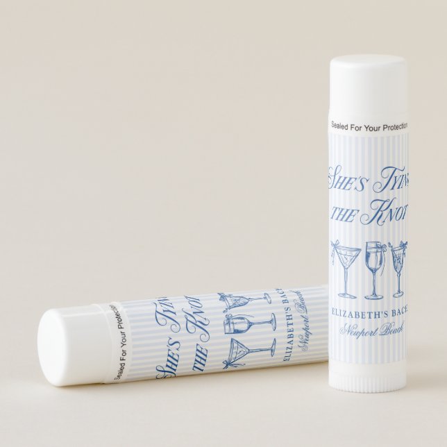 She's Tying The Knot Coastal Elegant Hand Drawn Lip Balm (Front)