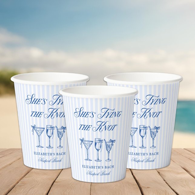 She's Tying The Knot Coastal Elegant Hand Drawn Paper Cups (Creator Uploaded)
