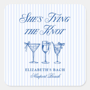 She's Tying The Knot Coastal Elegant Hand Drawn Square Sticker