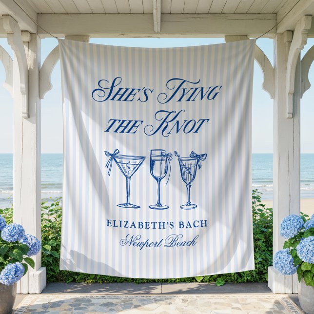 She's Tying The Knot Coastal Elegant Hand Drawn Tapestry (Creator Uploaded)