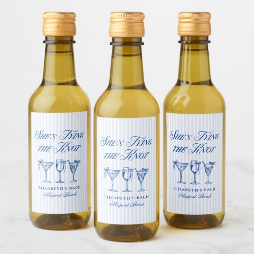 Shes Tying The Knot Coastal Elegant Hand Drawn Wine Label