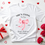 She's Tying The Knot Coquette Bachelorette Party T-Shirt<br><div class="desc">She's Tying The Knot Coquette Bachelorette Party T-Shirt</div>