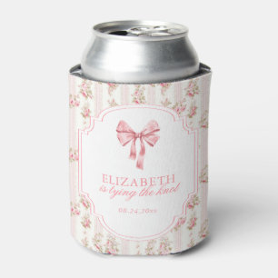She's Tying the Knot Coquette Bow Bridal Shower Can Cooler