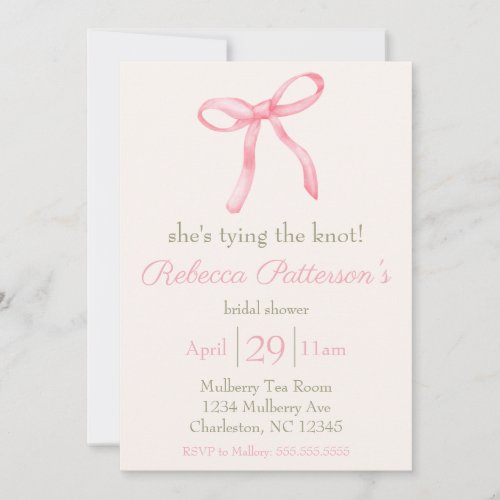 Shes tying the knot Coquette Bridal Shower Invitation