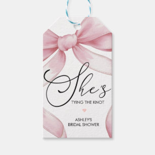 She's Tying The Knot Coquette Bridal Shower Person Gift Tags