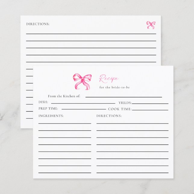 She's Tying the Knot Coquette Bridal Shower Recipe (Front/Back)