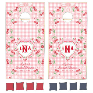 She's Tying the Knot Coquette Cherry Bridal Cornhole Set