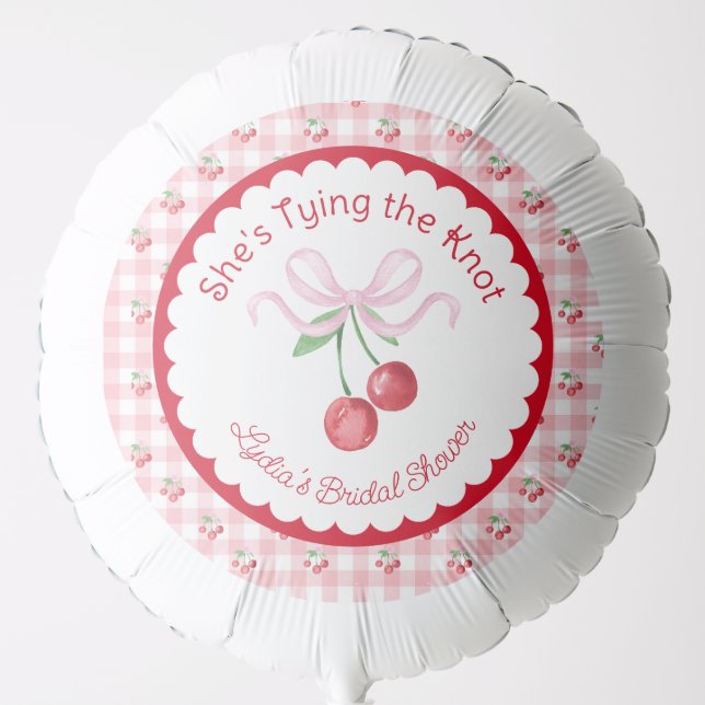 She's Tying the Knot Coquette Cherry Bridal Shower Balloon (Front)