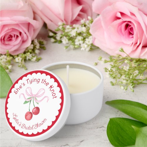 She's Tying the Knot Coquette Cherry Bridal Shower Mini Candle Favors