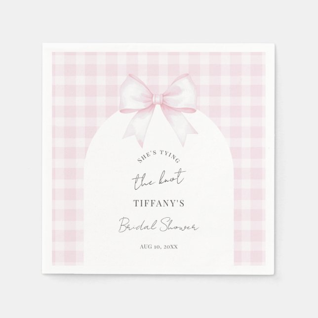 She's Tying The Knot Elegant Bow Bridal Shower Napkins (Front)