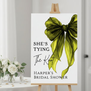 She's Tying The Knot Green Bow Welcome Sign