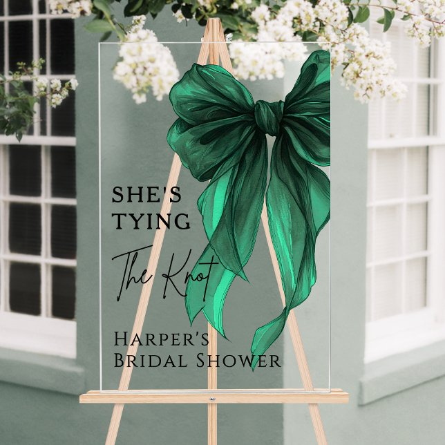She's Tying The Knot Green Bow Welcome Sign (Creator Uploaded)