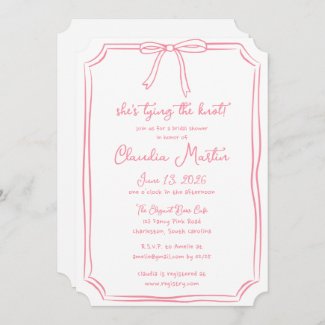 She's Tying the Knot Hand Drawn Bow Bridal Shower