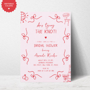 She's Tying the Knot Hand Drawn Fun Bridal Shower Invitation