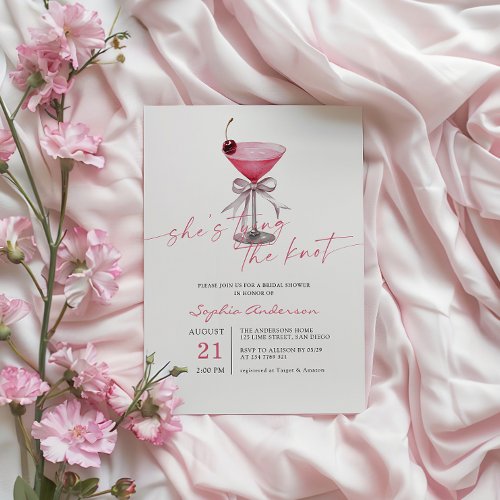 Shes Tying The Knot Hot Pink Bridal Shower Invitation