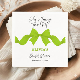 She's Tying the Knot Lime Green Bow Bridal Shower Napkins