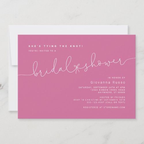 Shes Tying the Knot Minimalist Bridal Shower Invitation