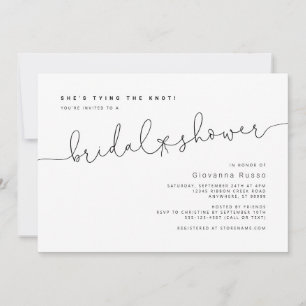She's Tying the Knot Minimalist Bridal Shower Invitation
