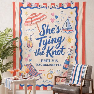 She's Tying the Knot Nautical Bachelorette Tapestry