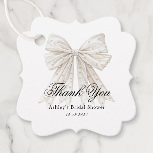 Shes Tying the Knot  Pearls Bow Bridal Shower Favor Tags