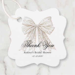 She's Tying the Knot  Pearls Bow Bridal Shower Favor Tags