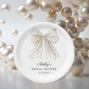 She's Tying the Knot Pearls Bow Bridal Shower Paper Plates