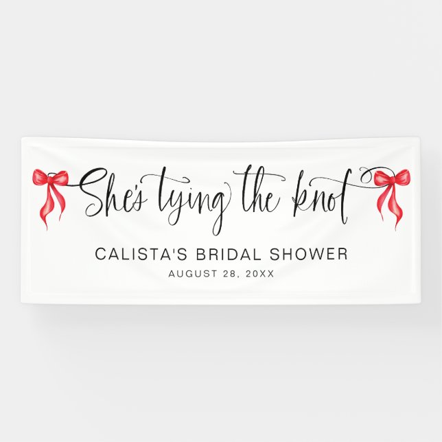 She's Tying the Knot Personalized Bridal Shower Banner (Horizontal)