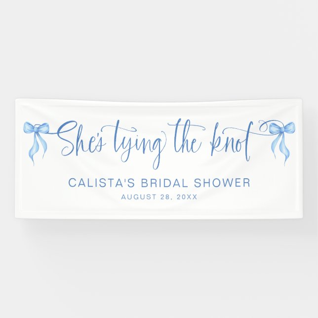 She's Tying the Knot Personalized Bridal Shower Banner (Horizontal)
