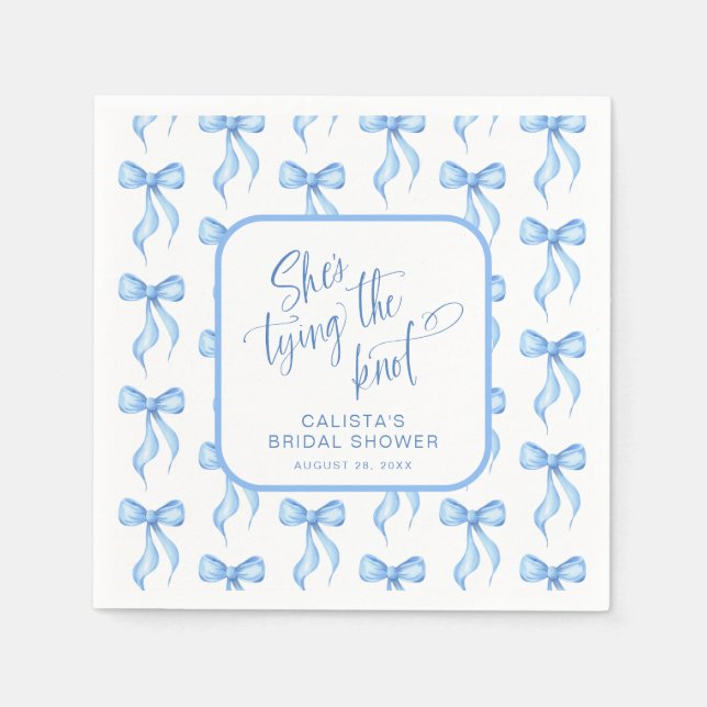 She's Tying the Knot Personalized Bridal Shower Napkins (Front)