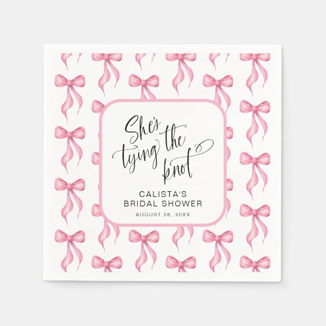 She's Tying the Knot Personalized Bridal Shower Napkins (Front)