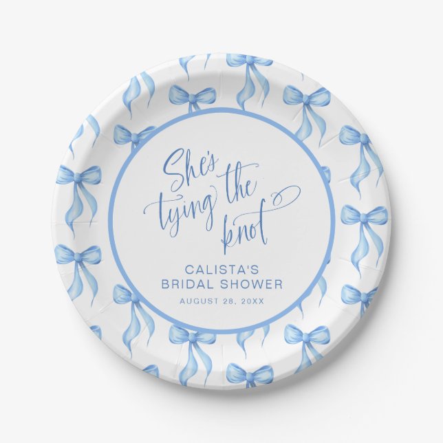 She's Tying the Knot Personalized Bridal Shower Paper Plates (Front)