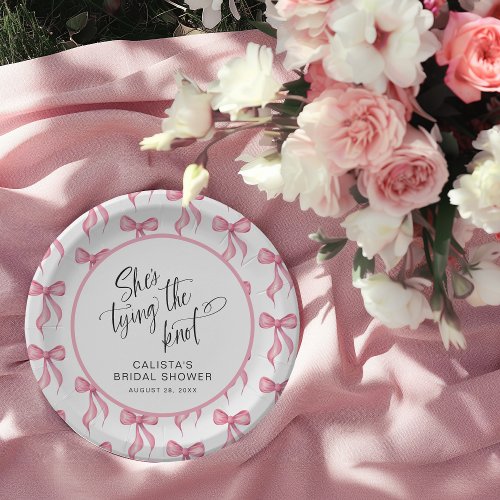 Shes Tying the Knot Personalized Bridal Shower Paper Plates