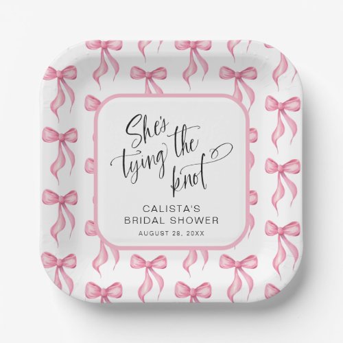 Shes Tying the Knot Personalized Bridal Shower Paper Plates