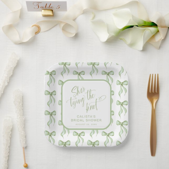 She's Tying the Knot Personalized Bridal Shower Paper Plates (Wedding)