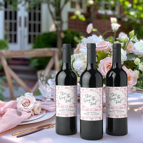 Shes Tying the Knot Personalized Bridal Shower Wine Label