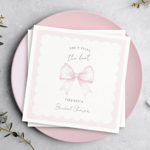 She's Tying The Knot Pink Blush Bow Bridal Shower Napkins