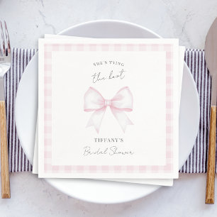 She's Tying The Knot Pink Blush Bow Bridal Shower Napkins