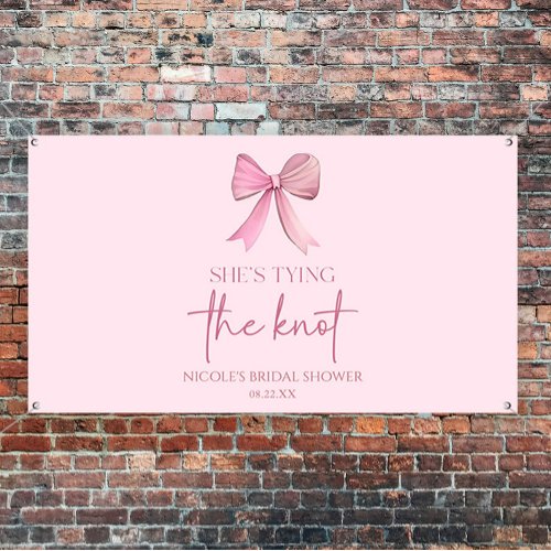 Shes Tying The Knot Pink Bow Bridal Shower Banner