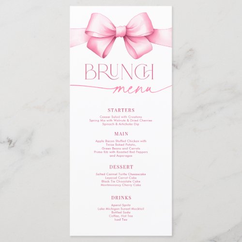 Shes Tying the Knot Pink Bow Bridal Shower Brunch Menu